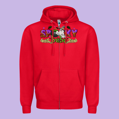 Spooky Babe Halloween Zipper Hoodie Designed By Nancycooperartshop
