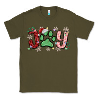 Army Green joy with dog paw Classic Tee - MaliasSmallBusiness