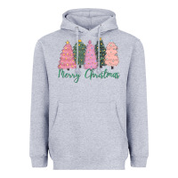 Heather Grey merry christmas trees Heavyweight Hoodie - CowGirlArtShop