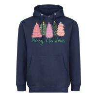 Navy merry christmas trees Heavyweight Hoodie - CowGirlArtShop