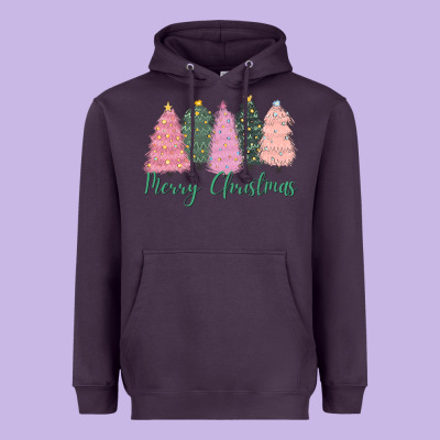 Merry Christmas Trees Heavyweight Hoodie Designed By Cowgirlartshop
