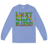 Colony Blue Lucky And Blessed St Patricks Long Sleeve Tee - BundleAndBundleShop