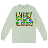 Matcha Lucky And Blessed St Patricks Long Sleeve Tee - BundleAndBundleShop