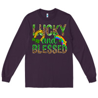 Plum Lucky And Blessed St Patricks Long Sleeve Tee - BundleAndBundleShop