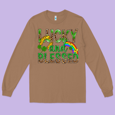 Lucky And Blessed St Patricks Long Sleeve Tee Designed By Bundleandbundleshop