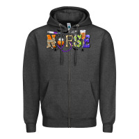 Charcoal Heather Halloween Nurse Zipper Hoodie - texasbilliewilder