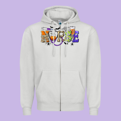 Halloween Nurse Zipper Hoodie Designed By Texasbilliewilder