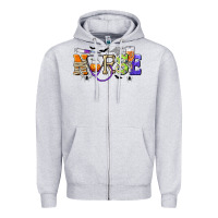 Heather Grey Halloween Nurse Zipper Hoodie - texasbilliewilder