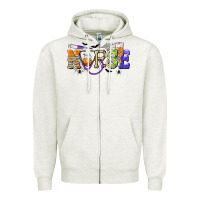 Oatmeal Heather Halloween Nurse Zipper Hoodie - texasbilliewilder