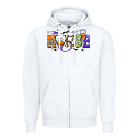 White Halloween Nurse Zipper Hoodie - texasbilliewilder