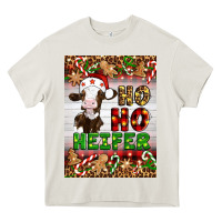 Cream Christmas Ho Ho Ho Heifer Heavy Core Tee - Artiststas
