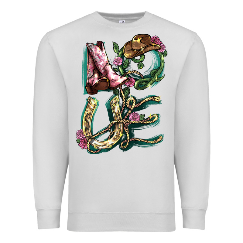 Love Boots Horseshoe Premium Sweatshirt by HowdyJamesFarm | Teevron