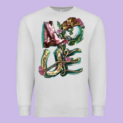 Love Boots Horseshoe Premium Sweatshirt Designed By Howdyjamesfarm