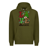 Army Green love nurse life christmas Premium Hoodie - CowGirlArtShop