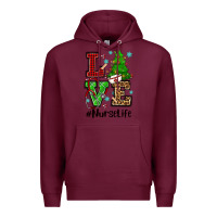 Burgundy love nurse life christmas Premium Hoodie - CowGirlArtShop
