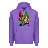 Purple love nurse life christmas Premium Hoodie - CowGirlArtShop