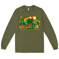 Army Green st. patricks  gnomies with rainbow Long Sleeve Tee - BundleAndBundleShop