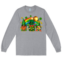 Heather Grey st. patricks  gnomies with rainbow Long Sleeve Tee - BundleAndBundleShop