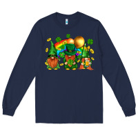 Navy st. patricks  gnomies with rainbow Long Sleeve Tee - BundleAndBundleShop