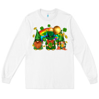 White st. patricks  gnomies with rainbow Long Sleeve Tee - BundleAndBundleShop