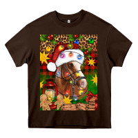 Chocolate Brown Christmas horse Heavy Core Tee - Artiststas