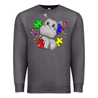 Charcoal Heather autism hippopotamus Premium Sweatshirt - CowGirlArtShop