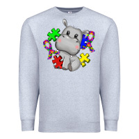 Heather Grey autism hippopotamus Premium Sweatshirt - CowGirlArtShop