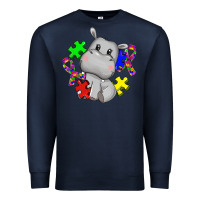 Navy autism hippopotamus Premium Sweatshirt - CowGirlArtShop