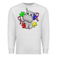 Oatmeal Heather autism hippopotamus Premium Sweatshirt - CowGirlArtShop
