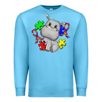 Ocean Blue autism hippopotamus Premium Sweatshirt - CowGirlArtShop