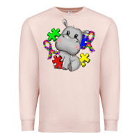 Pale Pink autism hippopotamus Premium Sweatshirt - CowGirlArtShop