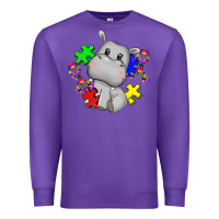 Purple autism hippopotamus Premium Sweatshirt - CowGirlArtShop