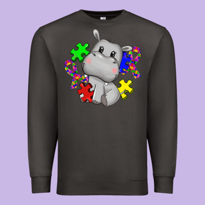 Autism Hippopotamus Premium Sweatshirt Designed By Cowgirlartshop