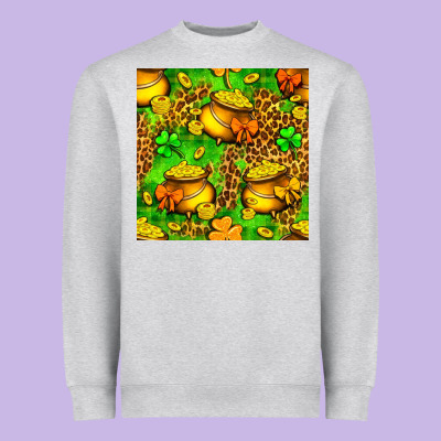 St. Patrick's Pot Of Gold Seamless Pattern Heavyweight Sweatshirt Designed By Bundleandbundleshop