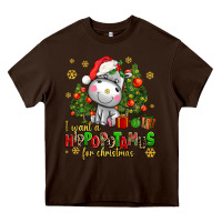 Chocolate Brown i want a hippopotamus for christmas Heavy Core Tee - AdoDesignShop