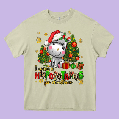 I Want A Hippopotamus For Christmas Heavy Core Tee Designed By Adodesignshop