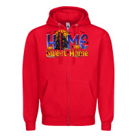 Red Home Sweet Home Zipper Hoodie - texasbilliewilder