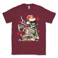 Burgundy skeleton santa Classic Tee - MaliasSmallBusiness