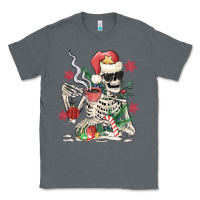 Charcoal Heather skeleton santa Classic Tee - MaliasSmallBusiness