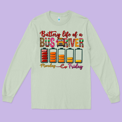 Battery Life Of A Bus Driver Long Sleeve Tee Designed By Bundleandbundleshop