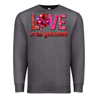 Charcoal Heather Love is all you need Valentine's Day Premium Sweatshirt - HowdyJamesFarm
