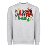 Heather Grey Santa Baby With Santa Heavyweight Sweatshirt - BundleAndBundleShop