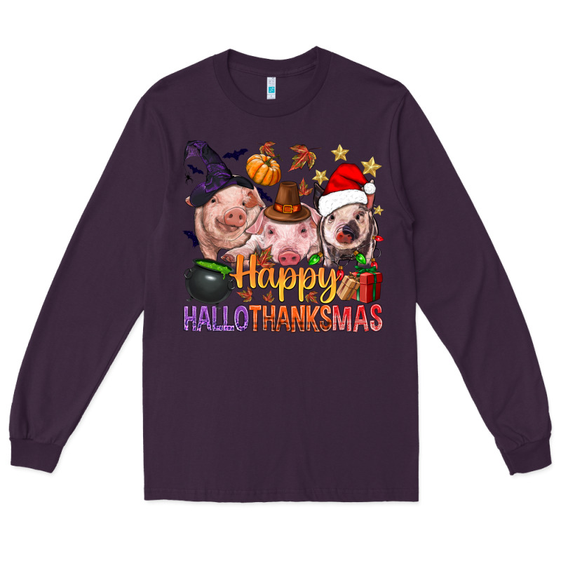 Happy Hallothanksmas Pigs Long Sleeve Tee by BundleAndBundleShop | Teevron