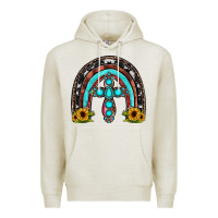 Oatmeal Heather cross rainbow Premium Hoodie - JahusDesignShop