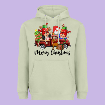 Merry Christmas Truck Gnomies Heavyweight Hoodie Designed By Cowgirlartshop