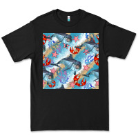 Black dolphin and crab seamless pattern Premium Tee - BundleAndBundleShop