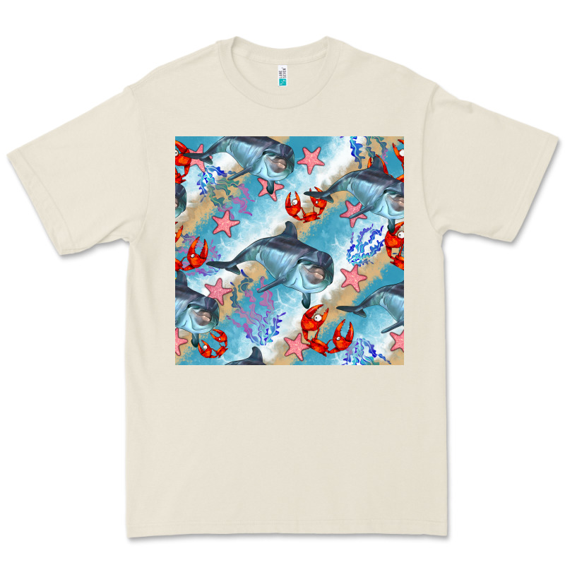 Dolphin And Crab Seamless Pattern Premium Tee by BundleAndBundleShop | Teevron