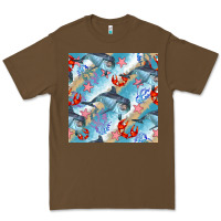 Cacao dolphin and crab seamless pattern Premium Tee - BundleAndBundleShop