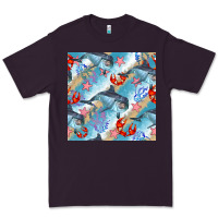 Plum dolphin and crab seamless pattern Premium Tee - BundleAndBundleShop