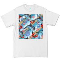 White dolphin and crab seamless pattern Premium Tee - BundleAndBundleShop
